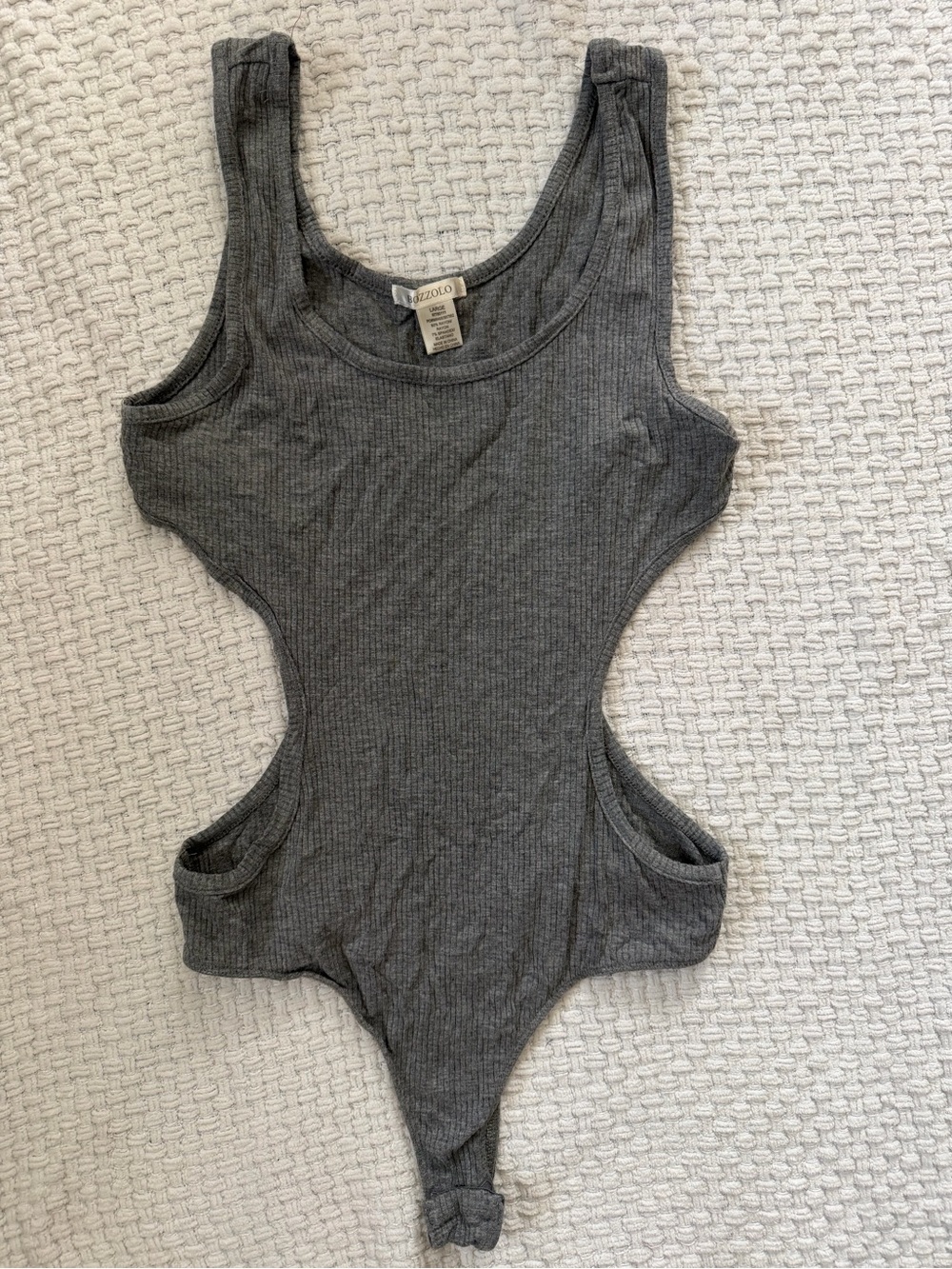 Bozzolo Charcoal Gray Ribbed Cutout Bodysuit